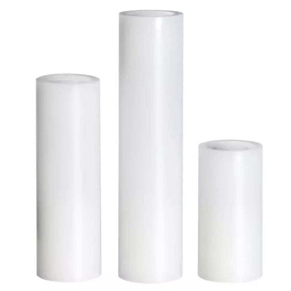 LED Flameless Candle 3 Pillar Set Vanilla Scented Wax Shell Warm Realist… - Picture 5 of 5